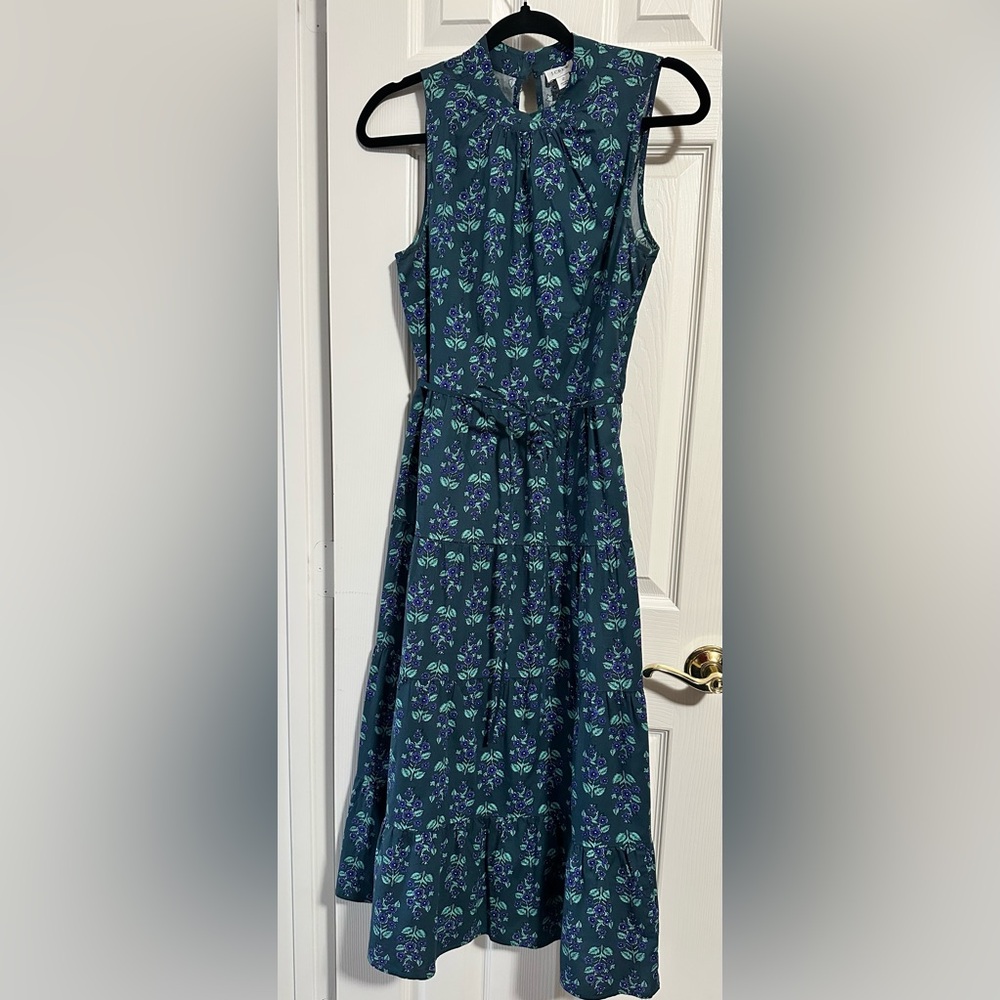 J. Crew Floral Sleeveless Dress - Blue and Green